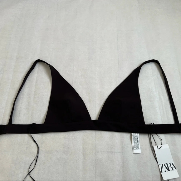 NWT Zara Crop Bra NWT Dark Brown Crop Top Bralette Size Large New - Picture 2 of 6